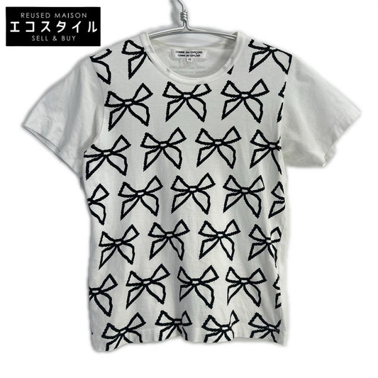COMMEdesGARCONS COMMEdesGARCONS コムデギャルソンコムデギャルソン（コムコム） ホワイト リボン柄 Tシャツ トップス