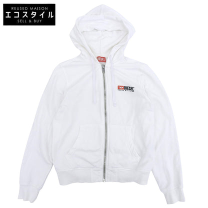 DIESEL ディーゼル コットン ジップアップ ロゴ パーカー トップス メンズ ホワイト S トップス