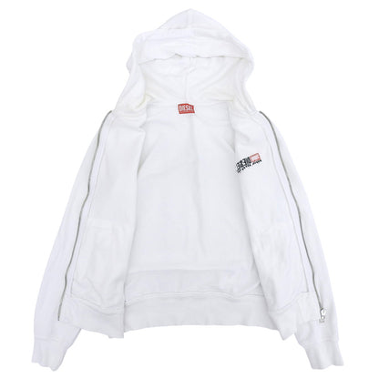 DIESEL ディーゼル コットン ジップアップ ロゴ パーカー トップス メンズ ホワイト S トップス