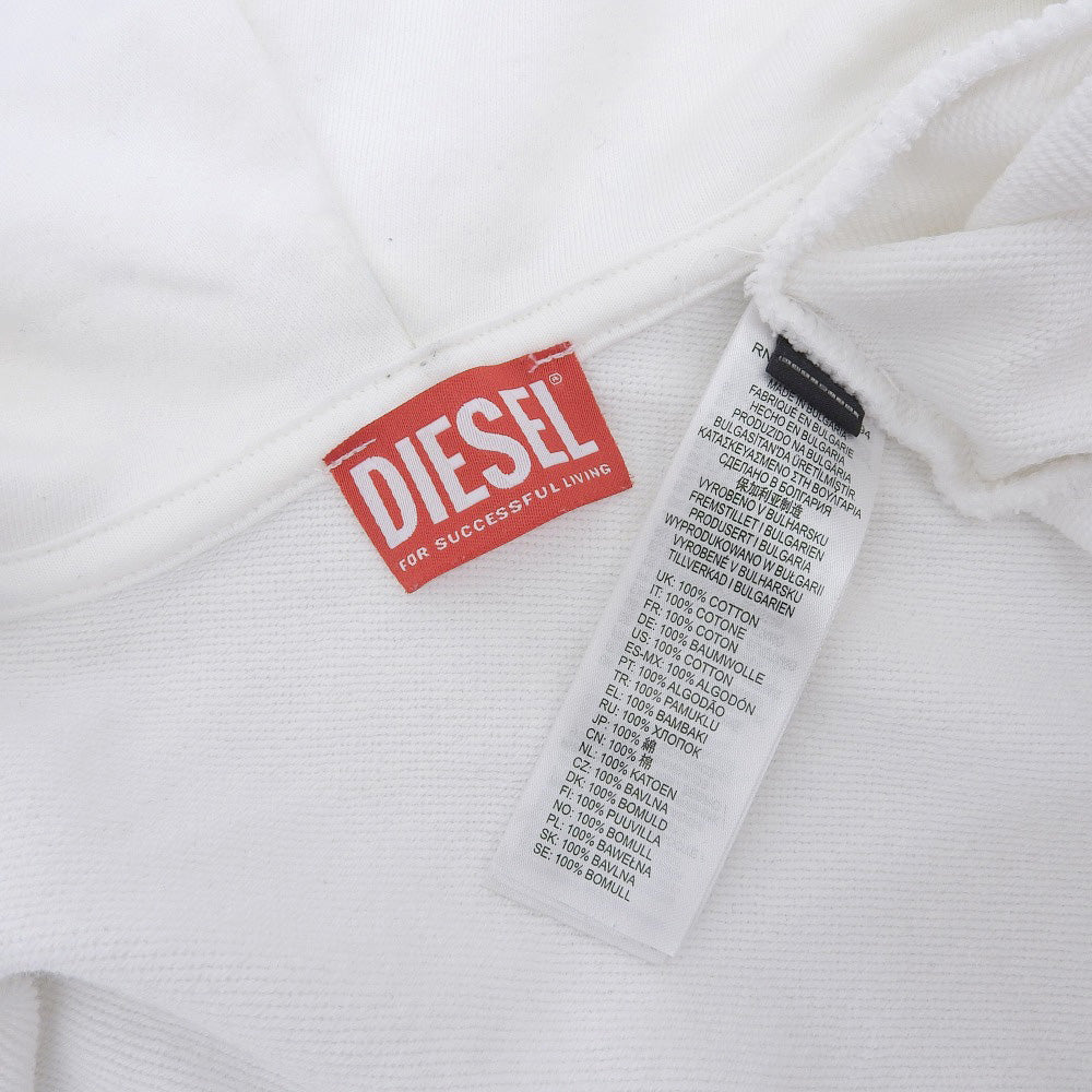DIESEL ディーゼル コットン ジップアップ ロゴ パーカー トップス メンズ ホワイト S トップス