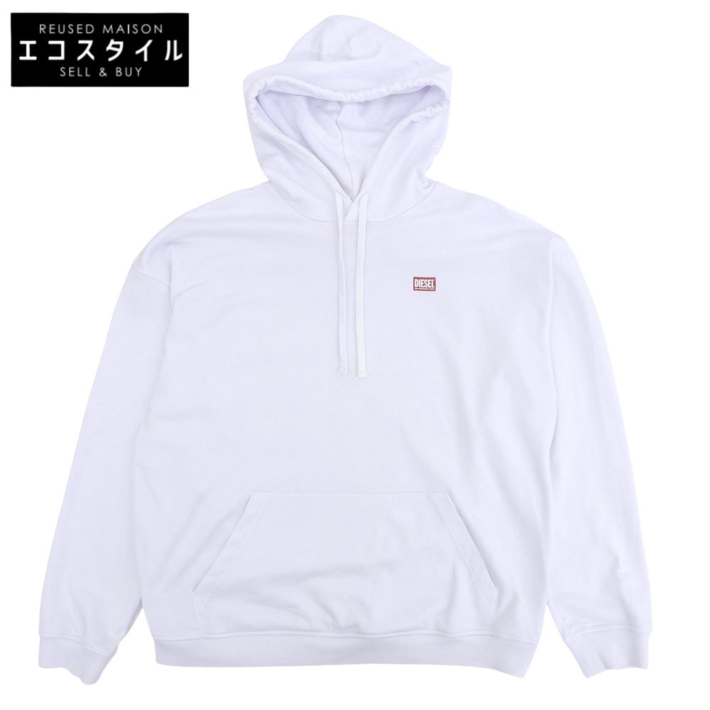 DIESEL ディーゼル バックプリント ロゴ パーカー トップス メンズ ホワイト XXL トップス