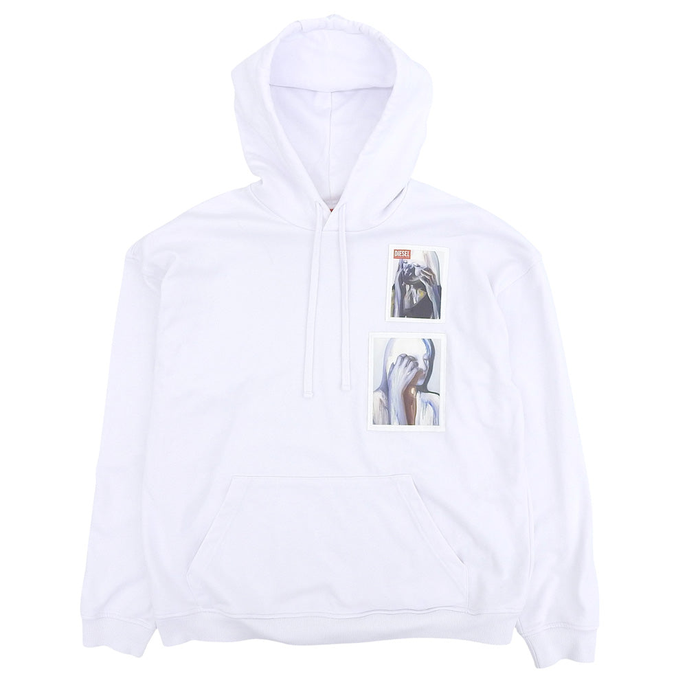 DIESEL ディーゼル フロント ロゴ パーカー トップス メンズ ホワイト XL トップス