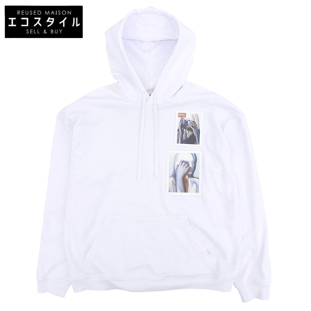 DIESEL ディーゼル フロント ロゴ パーカー トップス メンズ ホワイト XL トップス