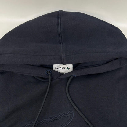 Lacoste ラコステ ネイビー オーバーサイズワニロゴステッチスウェットフーディー トップス