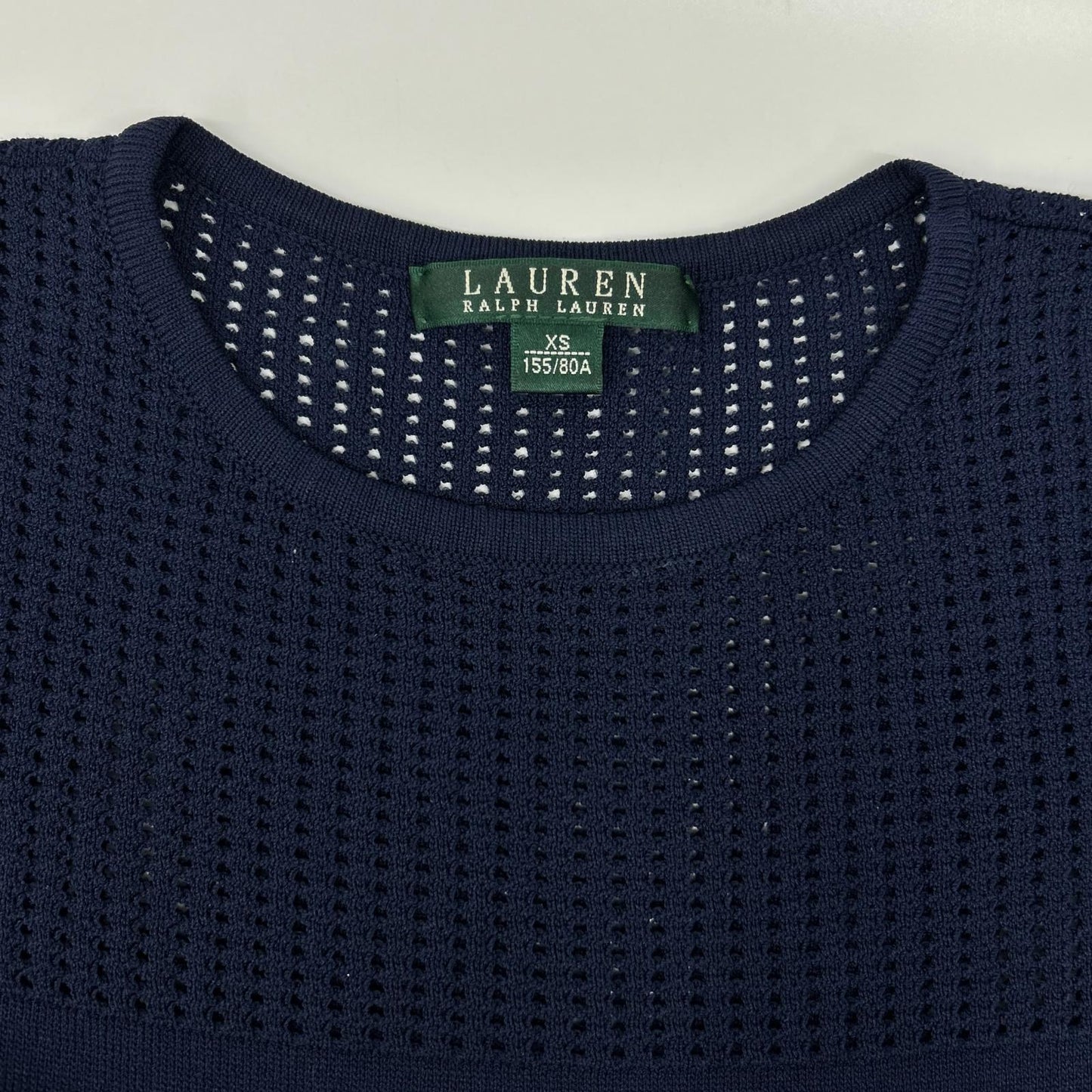 LAUREN RALPH LAUREN ローレン ラルフローレン ネイビー レーヨン メッシュワンピース ワンピース