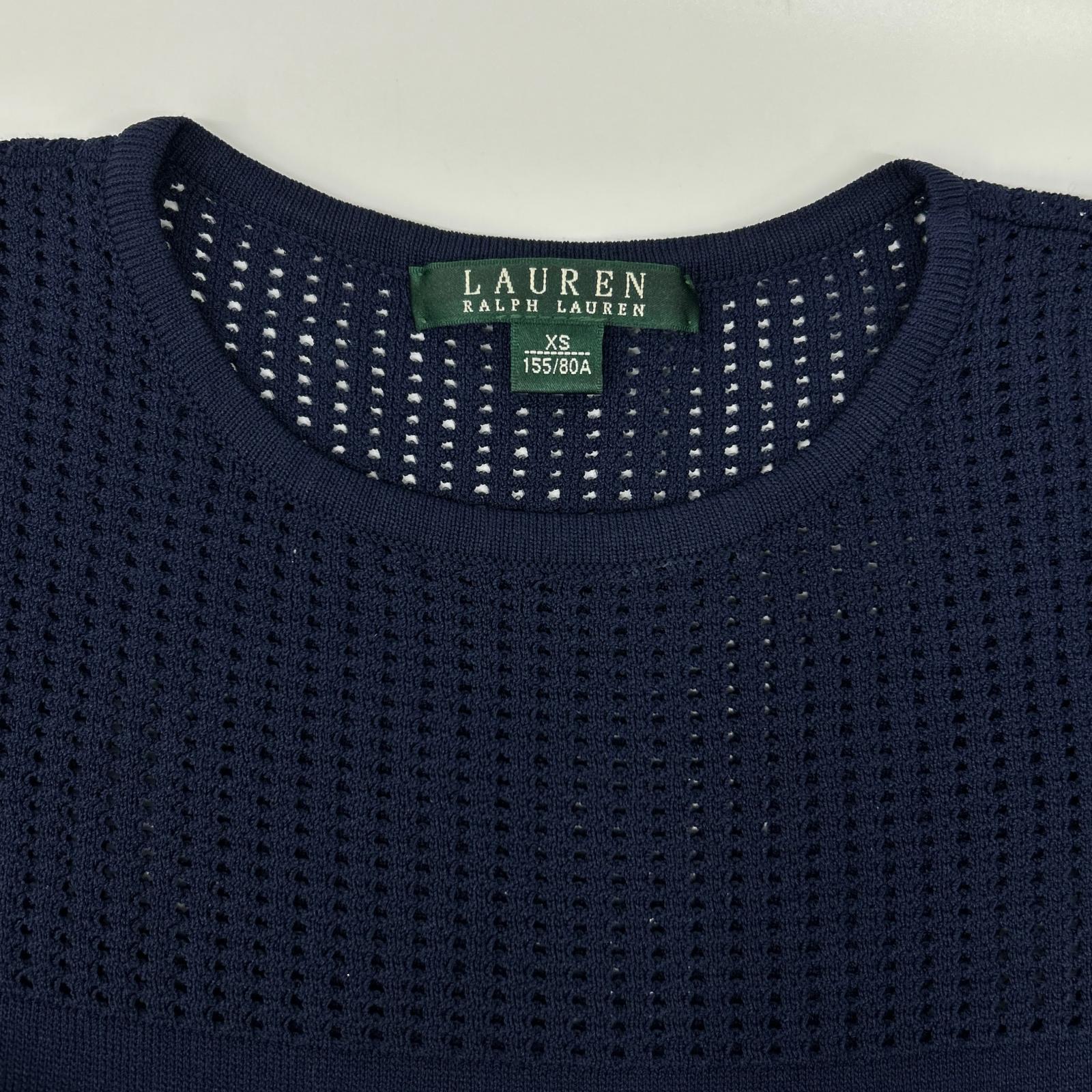 LAUREN RALPH LAUREN ローレン ラルフローレン ネイビー レーヨン メッシュワンピース ワンピース