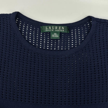 LAUREN RALPH LAUREN ローレン ラルフローレン ネイビー レーヨン メッシュワンピース ワンピース