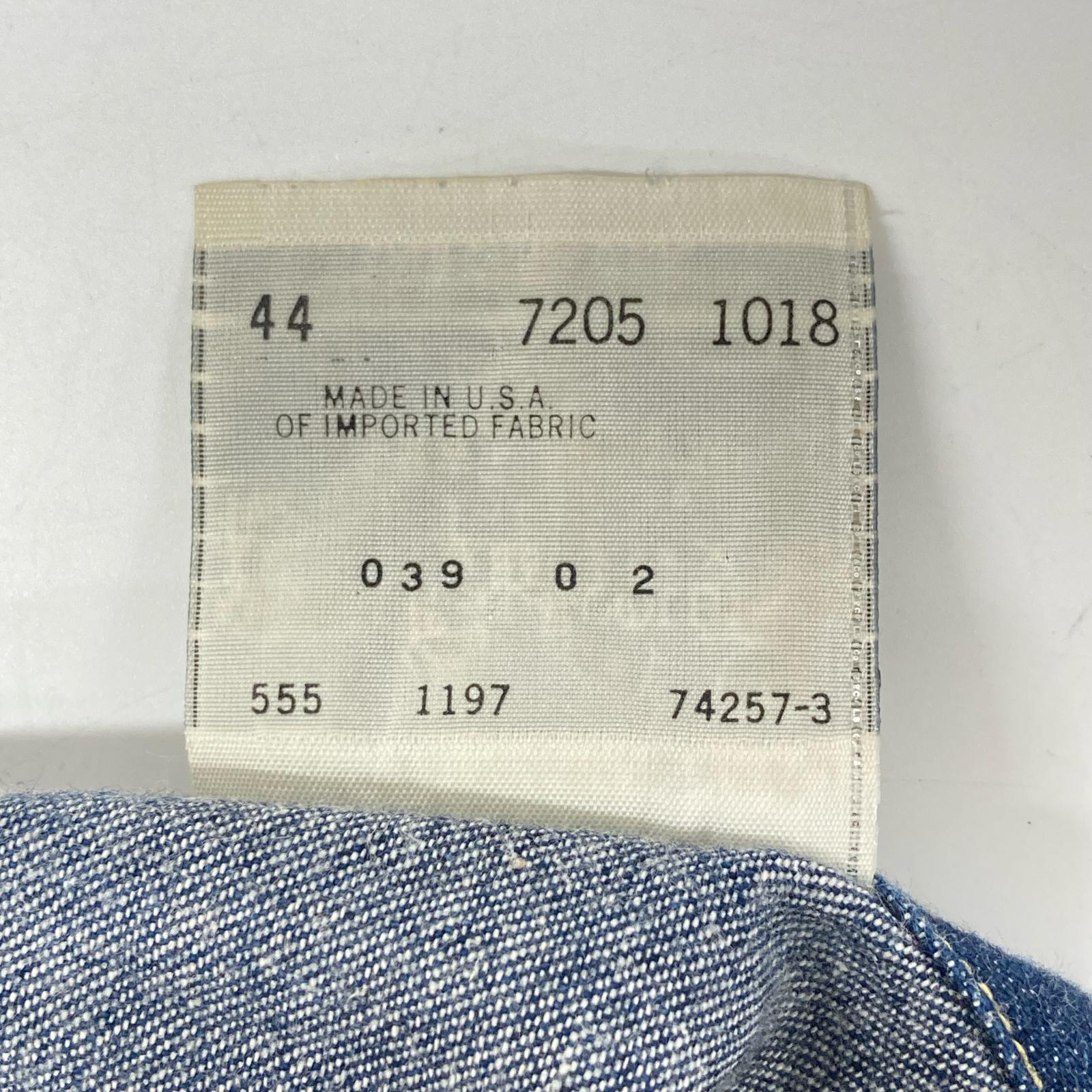 LEVI'S リーバイス 7205 1018 90s バレンシア製 ショートホーン デニムシャツ トップス