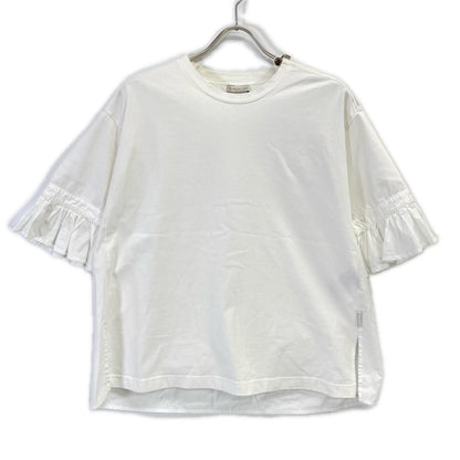 MONCLER モンクレール MAGLIA GIROCOLLO ホワイト フリル 切替Tシャツ トップス