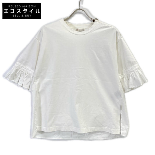 MONCLER モンクレール MAGLIA GIROCOLLO ホワイト フリル 切替Tシャツ トップス