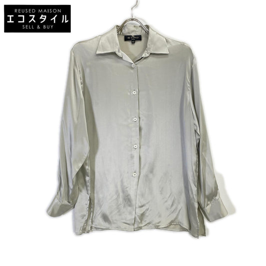 ETRO エトロ グレー 長袖シルク100 ボックスカット シャツ トップス