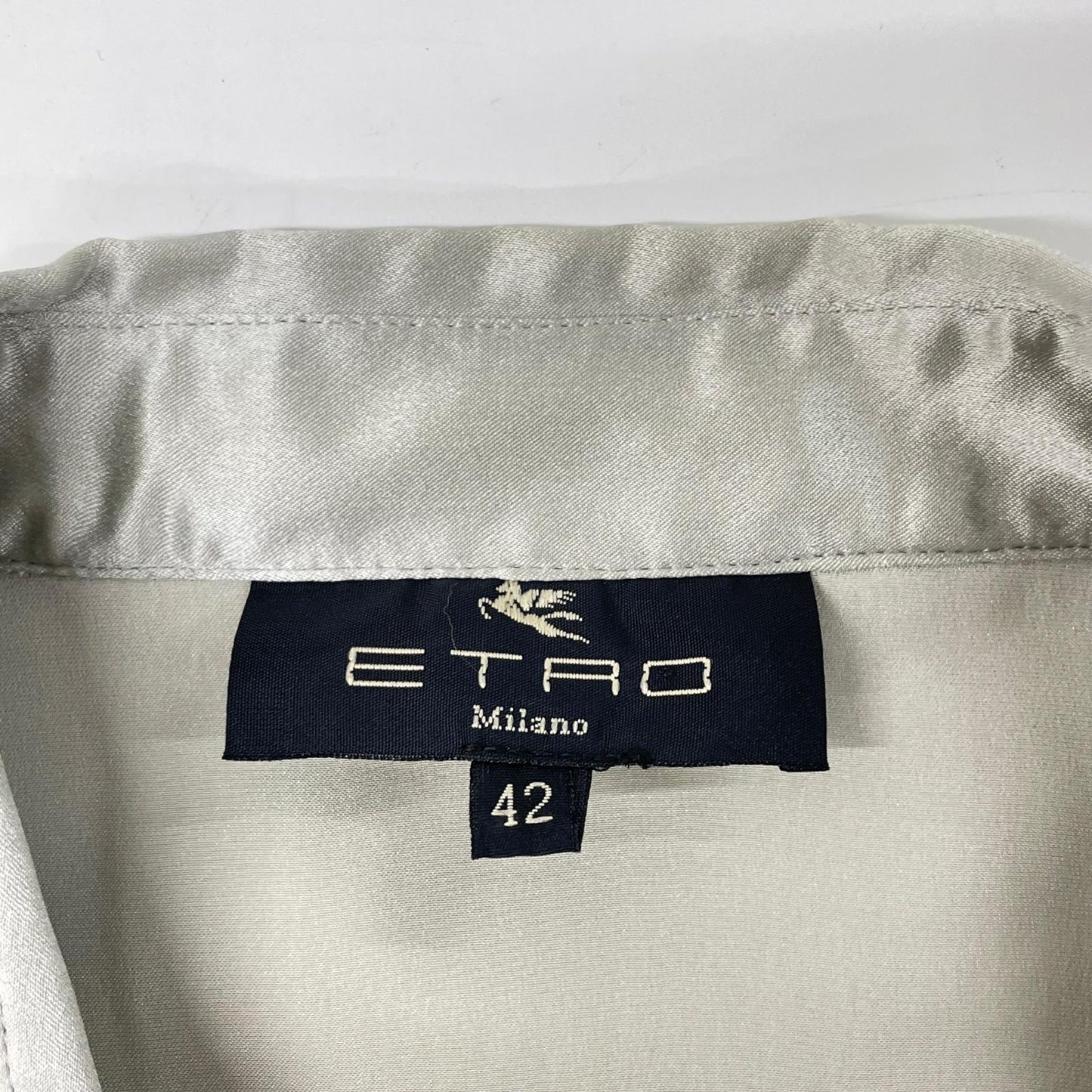 ETRO エトロ グレー 長袖シルク100 ボックスカット シャツ トップス