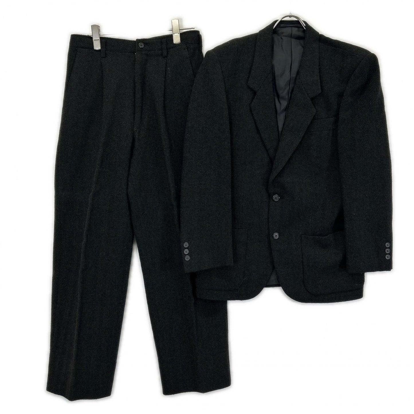 Y's for men ワイズフォーメン 80S グレー ウール ヘリンボーンセットアップ スーツ セットアップ