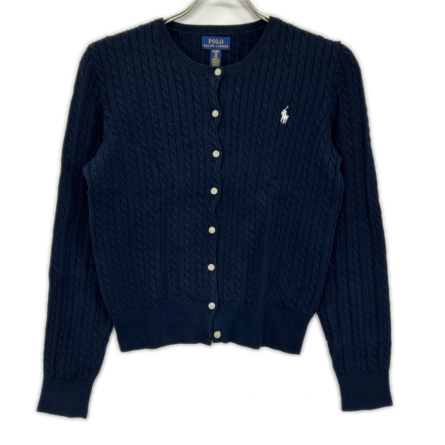 POLObyRalphLauren ポロラルフローレン ネイビー ミニケーブル コットン カーディガン ポニー刺繍 トップス
