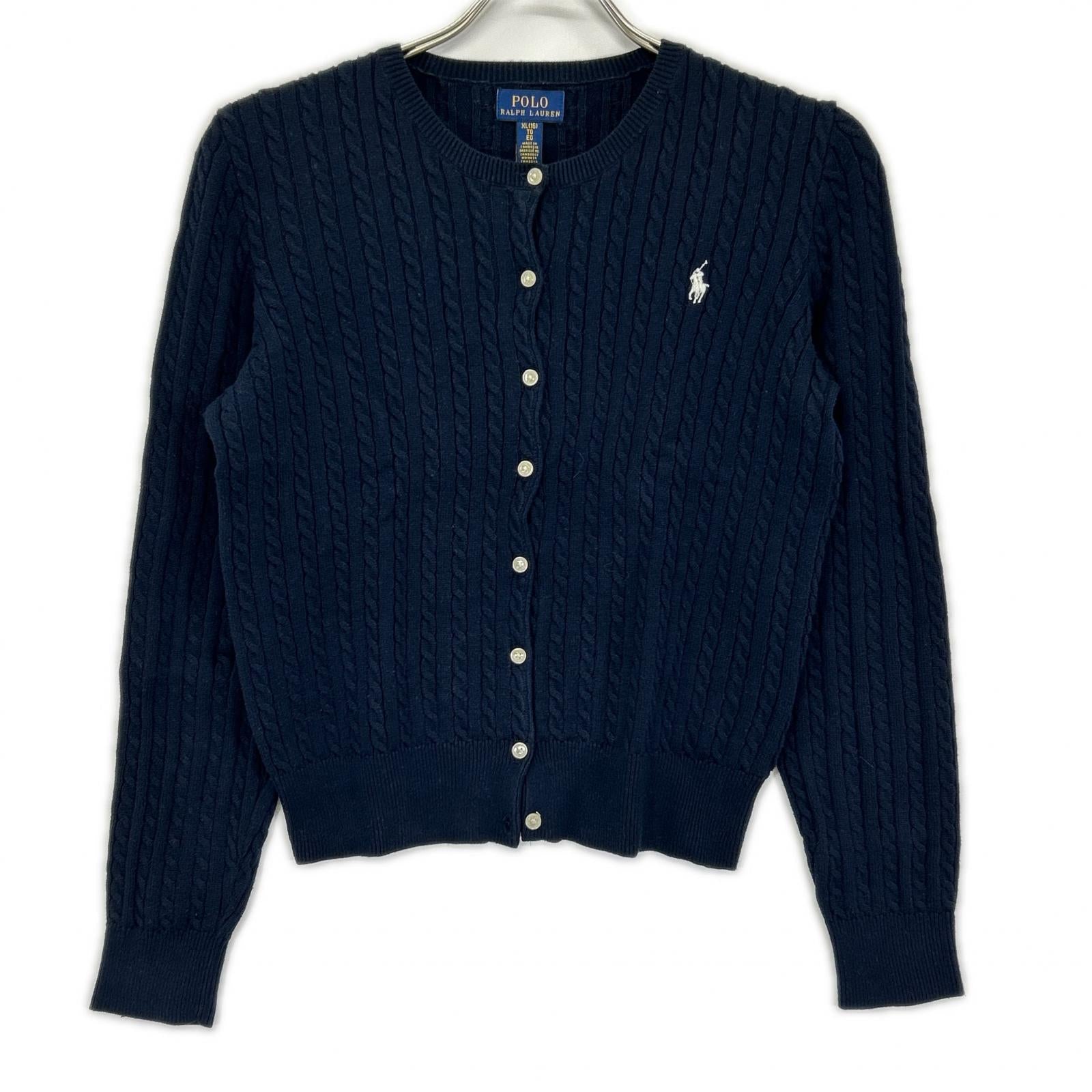 POLObyRalphLauren ポロラルフローレン ネイビー ミニケーブル コットン カーディガン ポニー刺繍 トップス