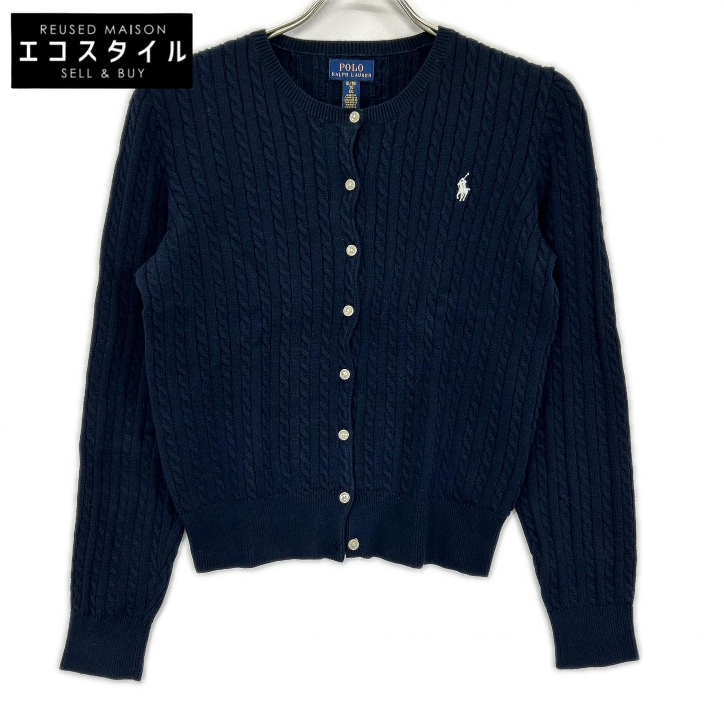 POLObyRalphLauren ポロラルフローレン ネイビー ミニケーブル コットン カーディガン ポニー刺繍 トップス