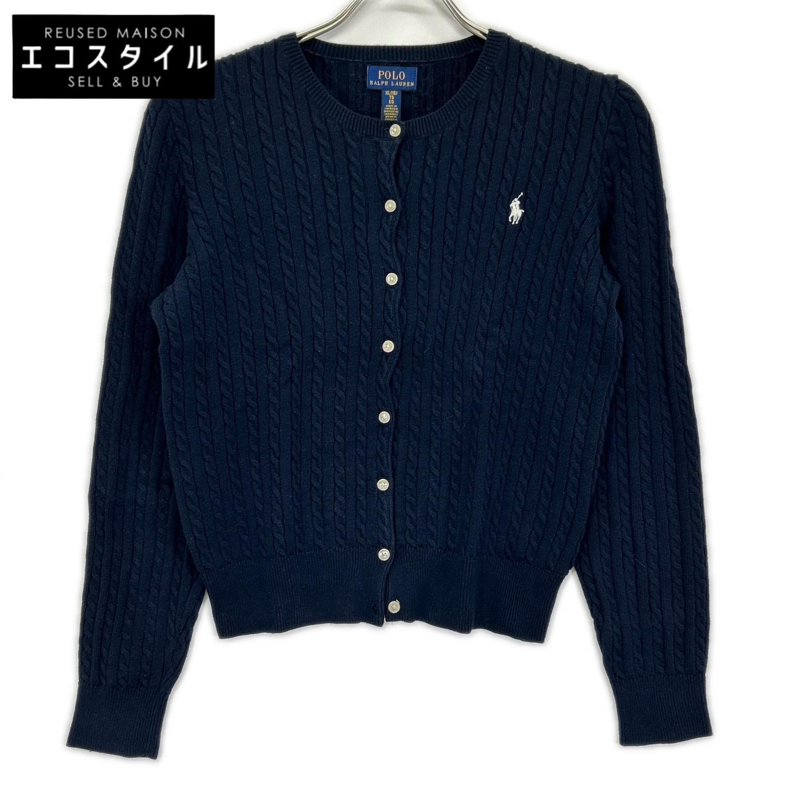 POLObyRalphLauren ポロラルフローレン ネイビー ミニケーブル コットン カーディガン ポニー刺繍 トップス