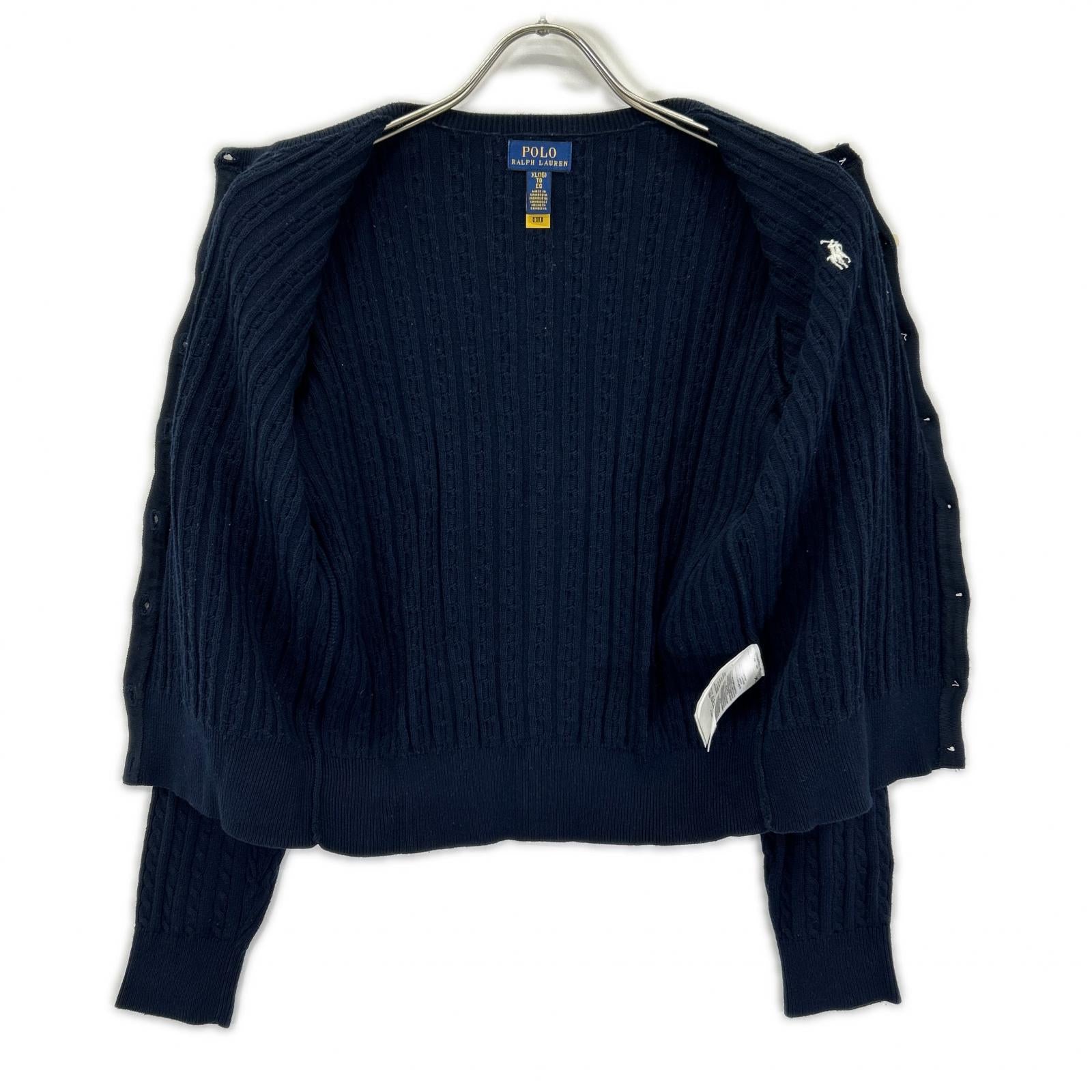 POLObyRalphLauren ポロラルフローレン ネイビー ミニケーブル コットン カーディガン ポニー刺繍 トップス