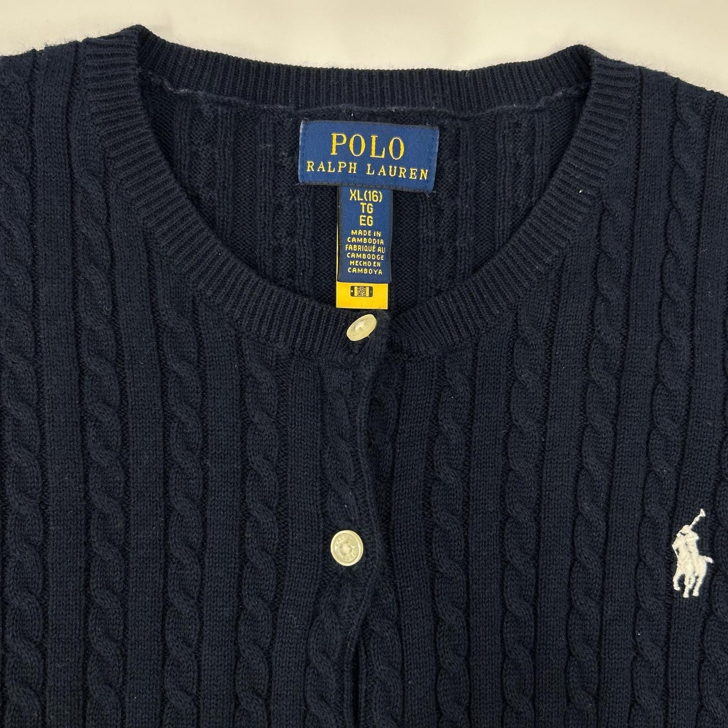 POLObyRalphLauren ポロラルフローレン ネイビー ミニケーブル コットン カーディガン ポニー刺繍 トップス