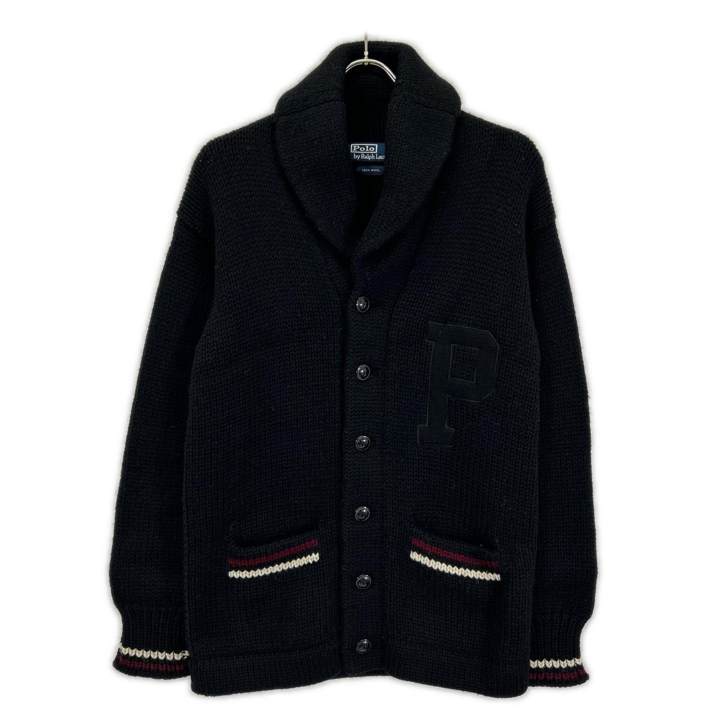 POLObyRalphLauren ポロラルフローレン 90s オールブラック ショールカラー ニット トップス
