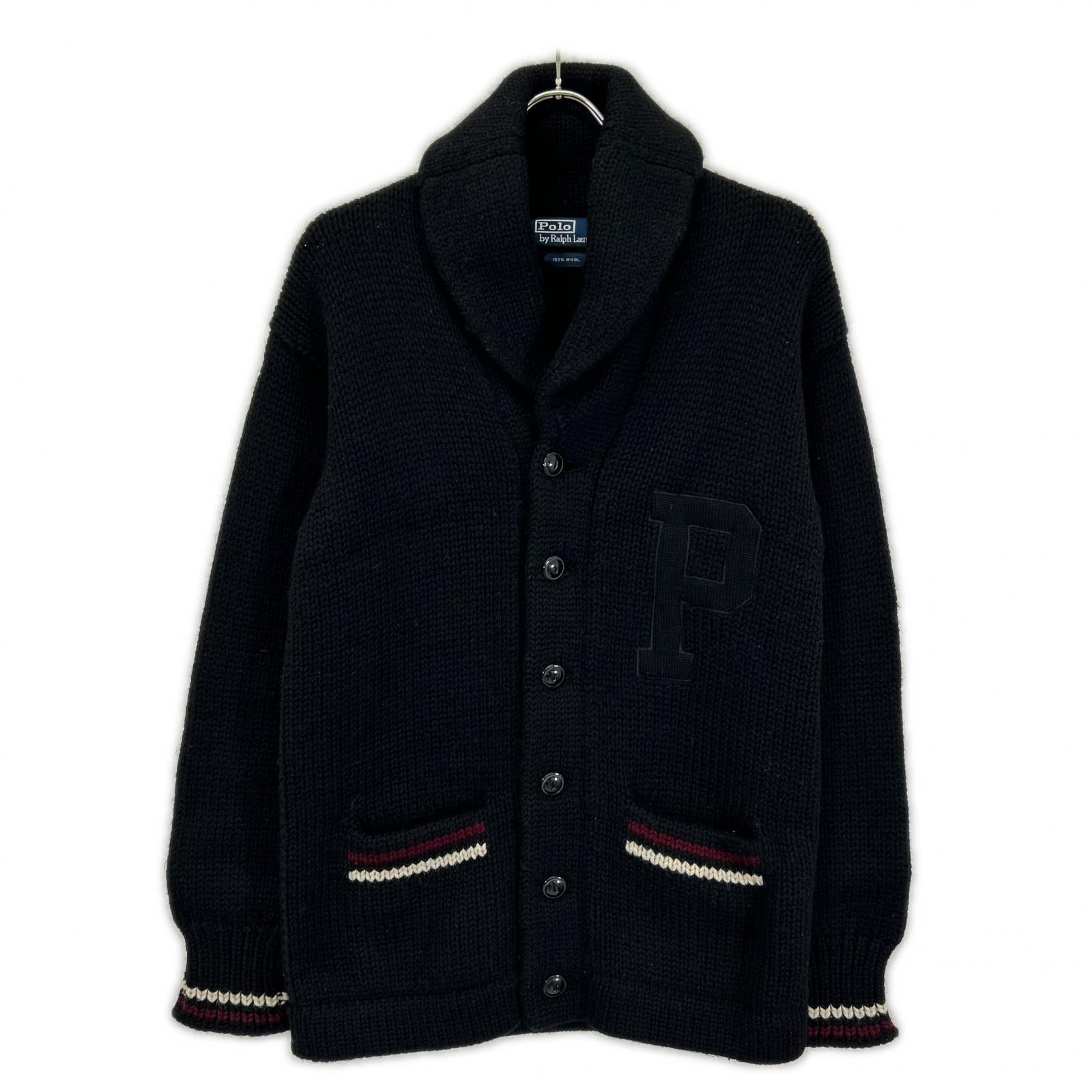 POLObyRalphLauren ポロラルフローレン 90s オールブラック ショールカラー ニット トップス