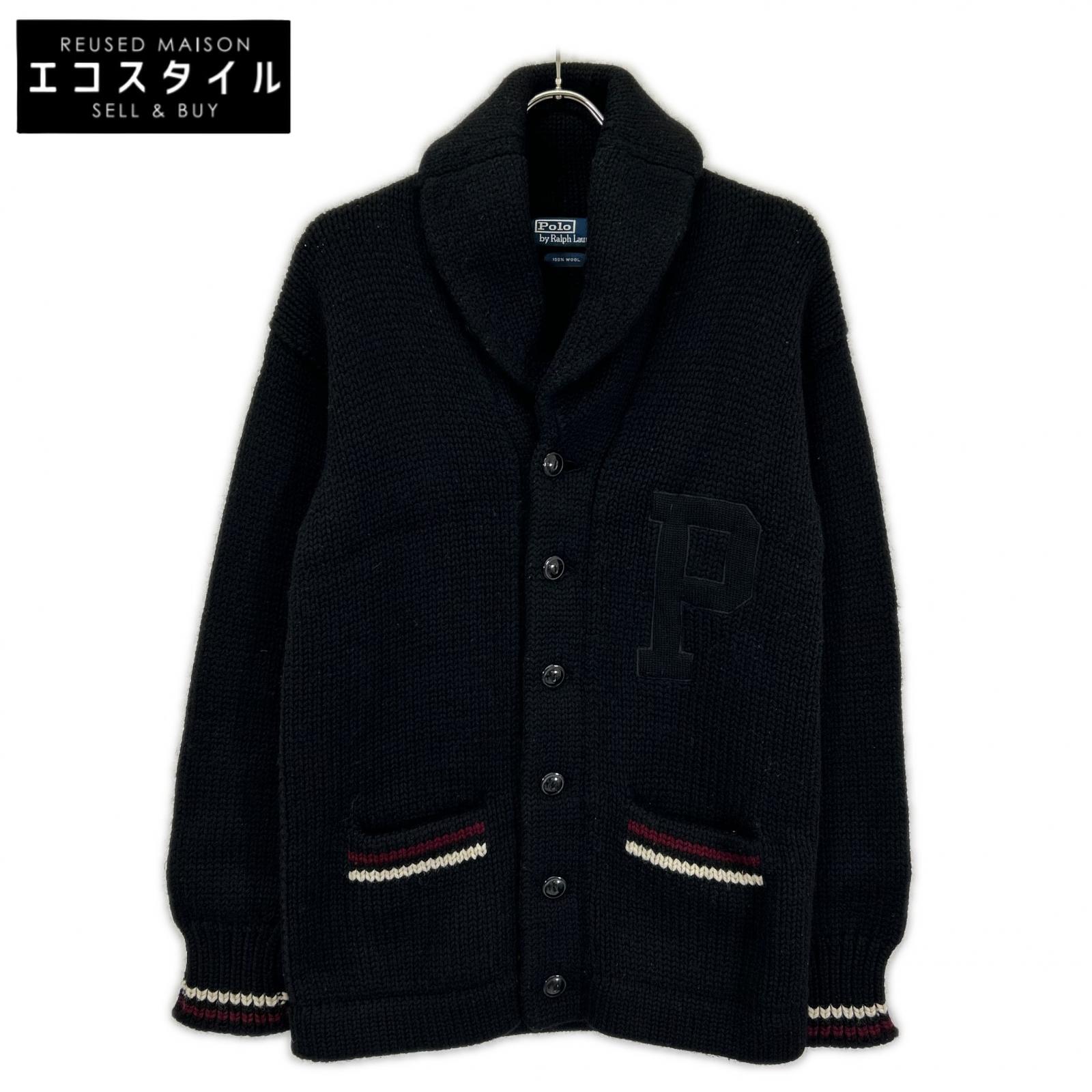 POLObyRalphLauren ポロラルフローレン 90s オールブラック ショールカラー ニット トップス