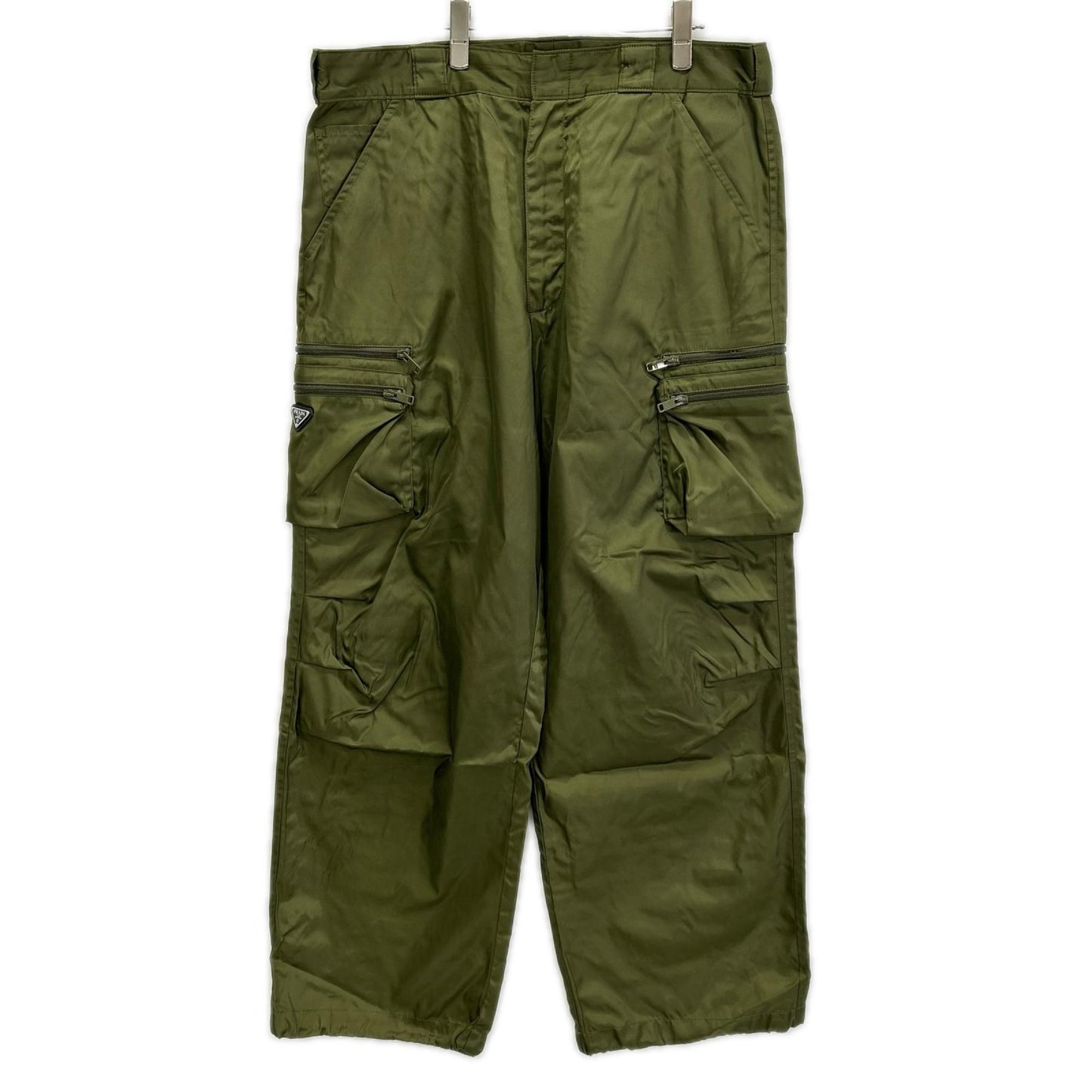 PRADA プラダ 23年 SPH392 RE NYLON カーキ 三角プレート カーゴパンツ ナイロン ボトムス