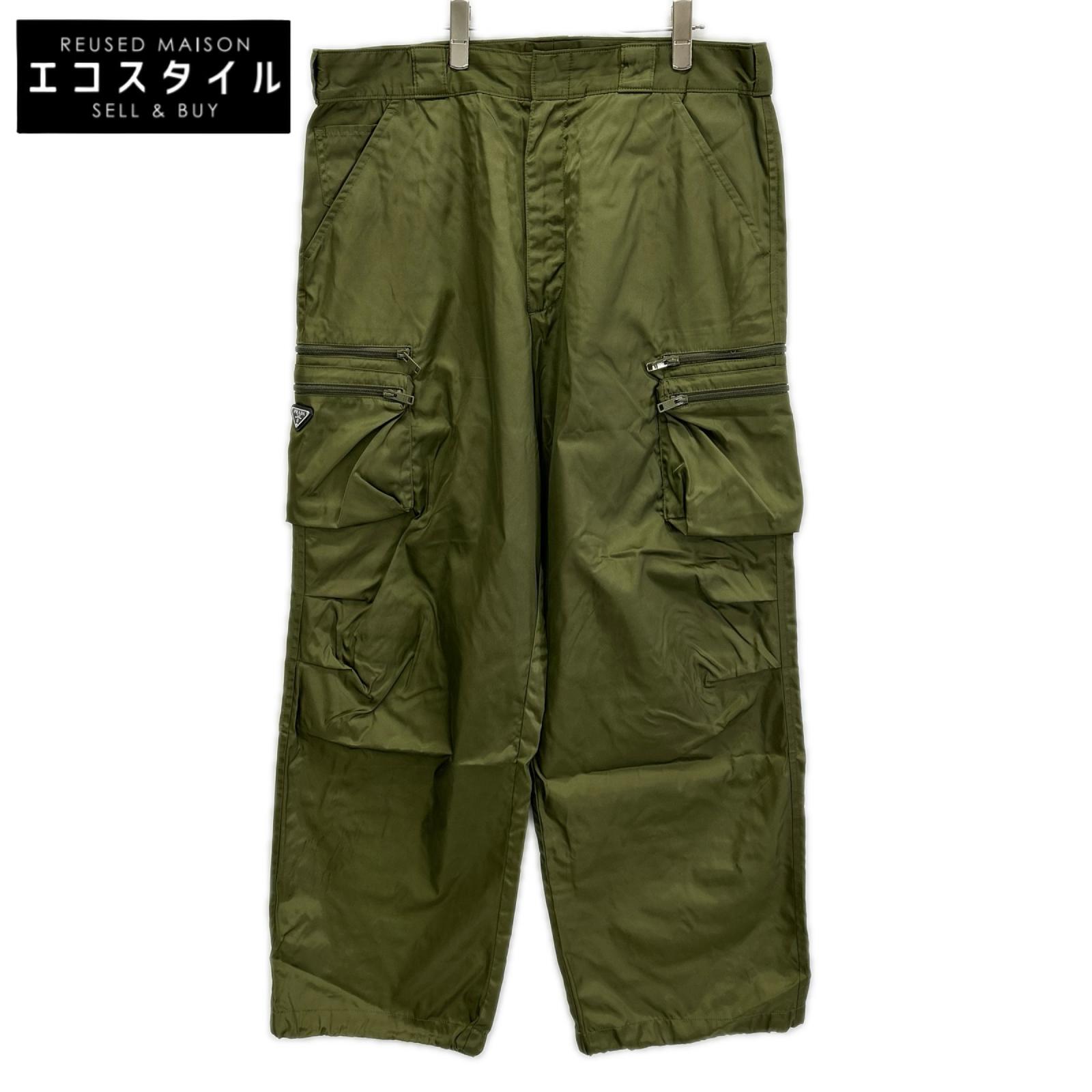 PRADA プラダ 23年 SPH392 RE NYLON カーキ 三角プレート カーゴパンツ ナイロン ボトムス