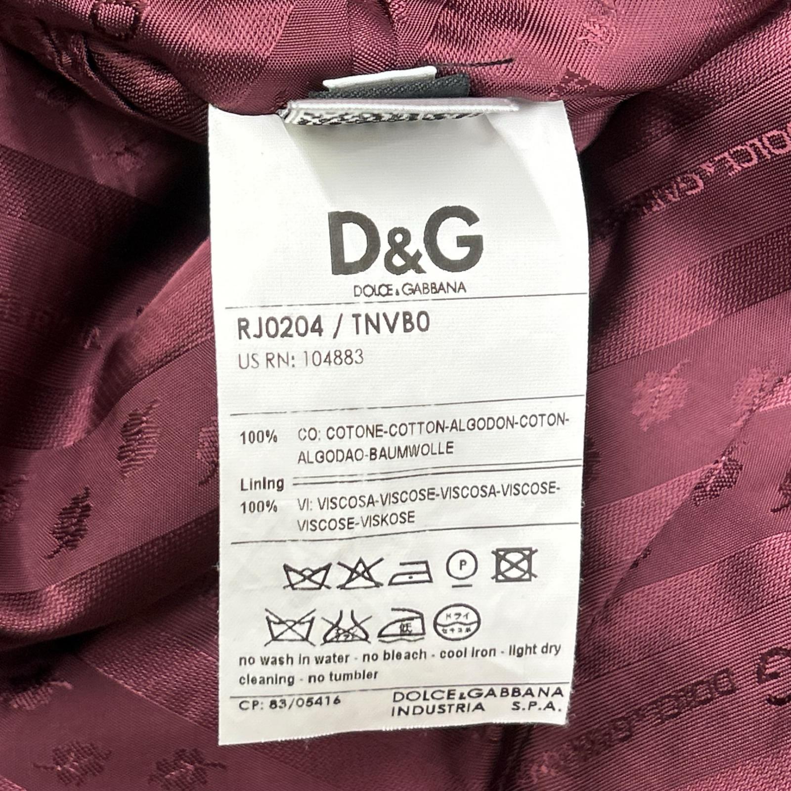 D&G ディーアンドジー RJ204 TNVB0 バーガンディ ベロア タキシードジャケット ジャケット