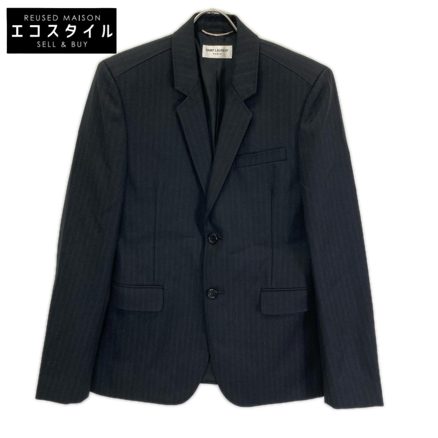 SAINT LAURENT PARIS サンローランパリ 631813 ブラック ウール ストライプ2B テーラードジャケット ジャケット