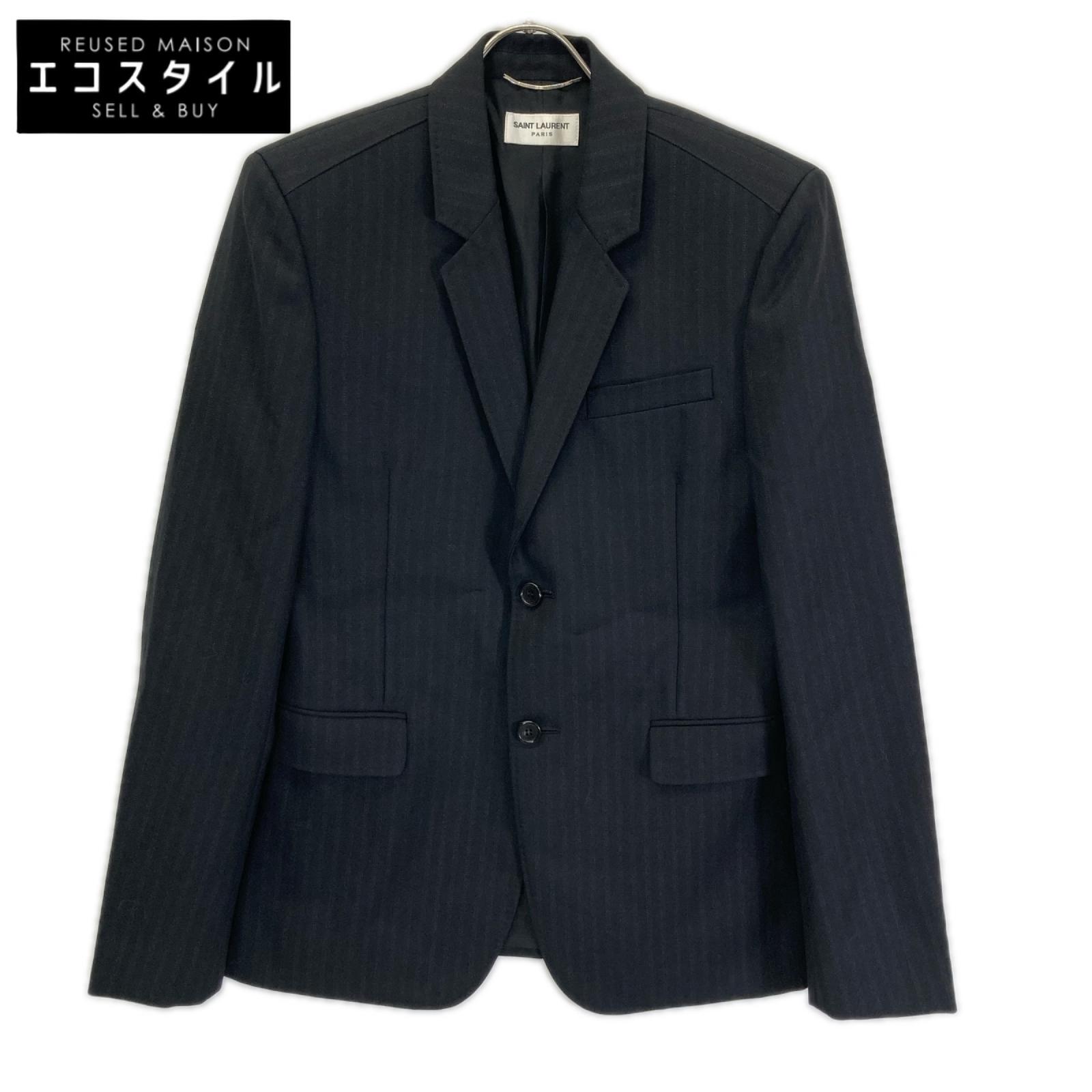 SAINT LAURENT PARIS サンローランパリ 631813 ブラック ウール ストライプ2B テーラードジャケット ジャケット