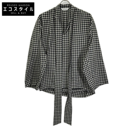BALENCIAGA バレンシアガ 642288 チェック ボウタイ長袖シャツ トップス