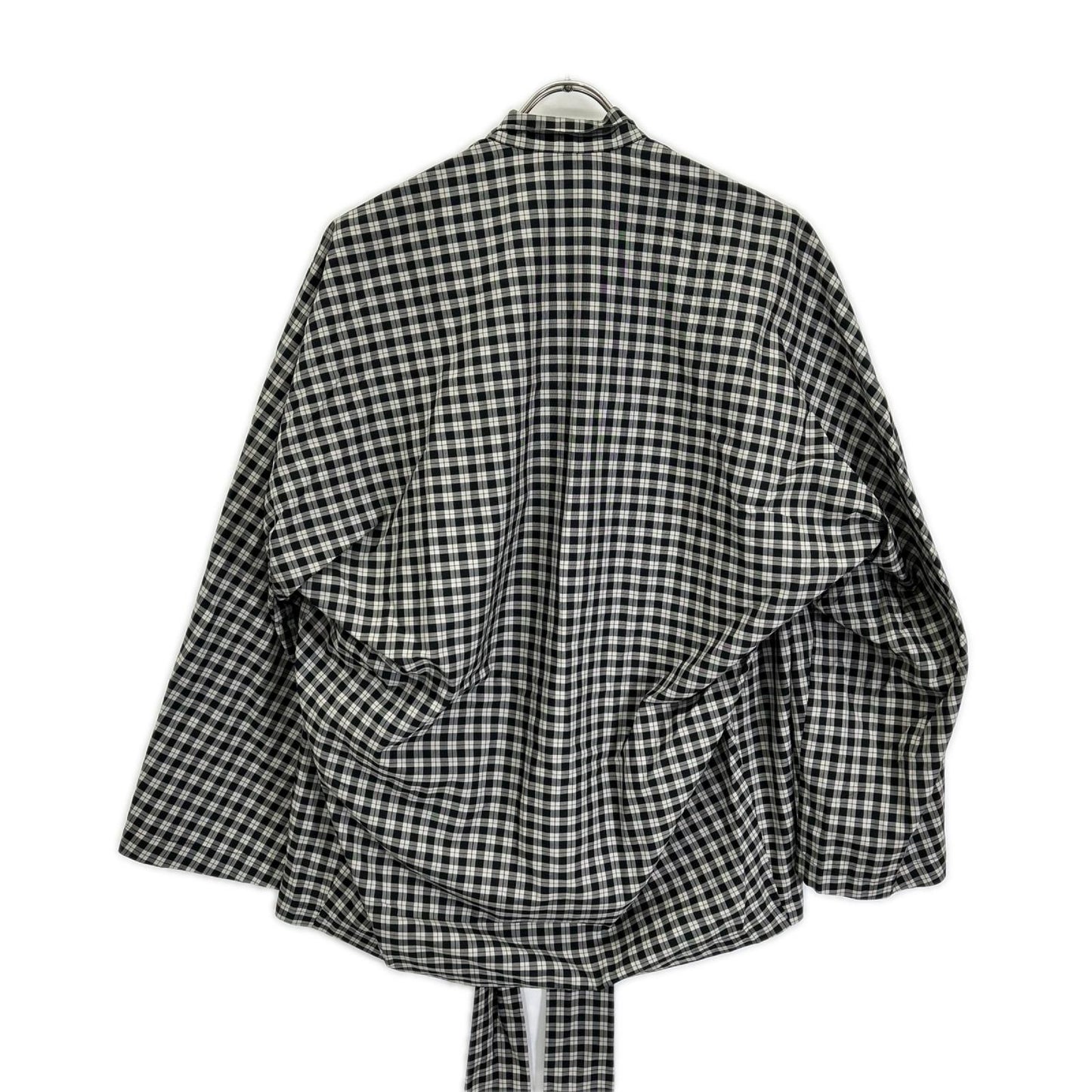 BALENCIAGA バレンシアガ 642288 チェック ボウタイ長袖シャツ トップス
