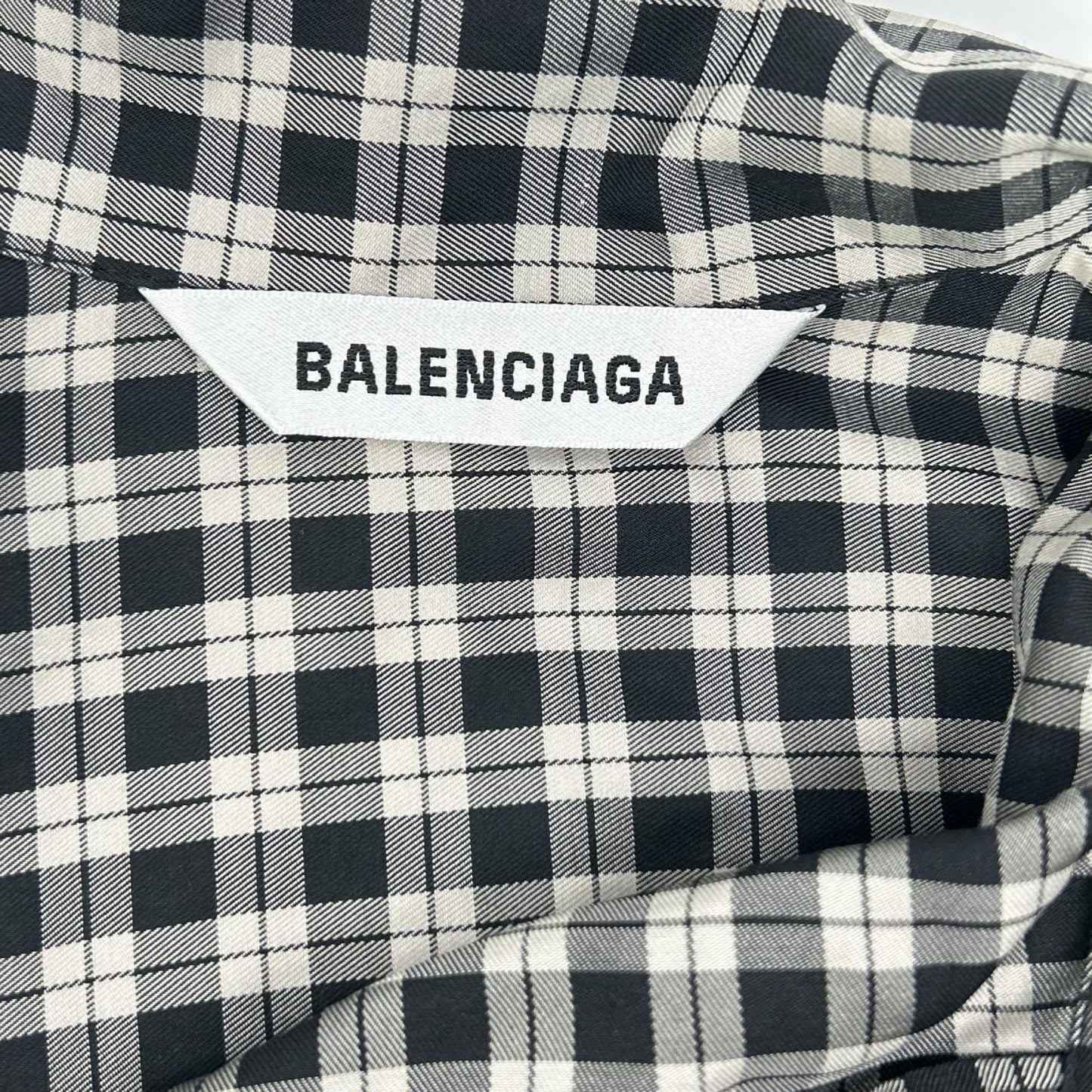 BALENCIAGA バレンシアガ 642288 チェック ボウタイ長袖シャツ トップス
