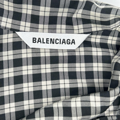 BALENCIAGA バレンシアガ 642288 チェック ボウタイ長袖シャツ トップス
