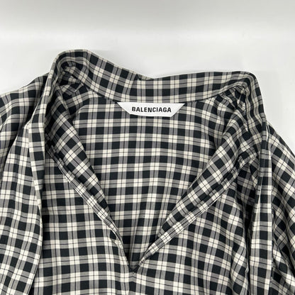 BALENCIAGA バレンシアガ 642288 チェック ボウタイ長袖シャツ トップス