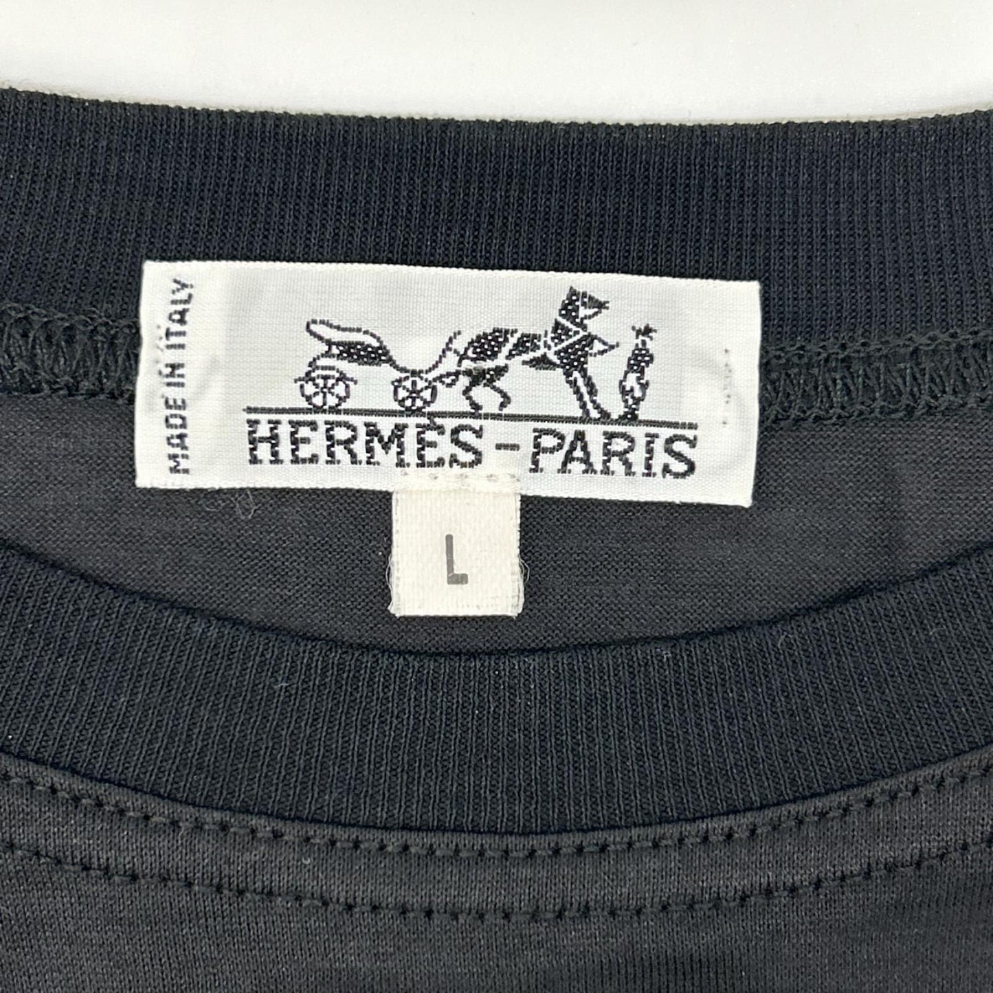 HERMES エルメス 90S ブラック 刺繍 長袖Tシャツ トップス