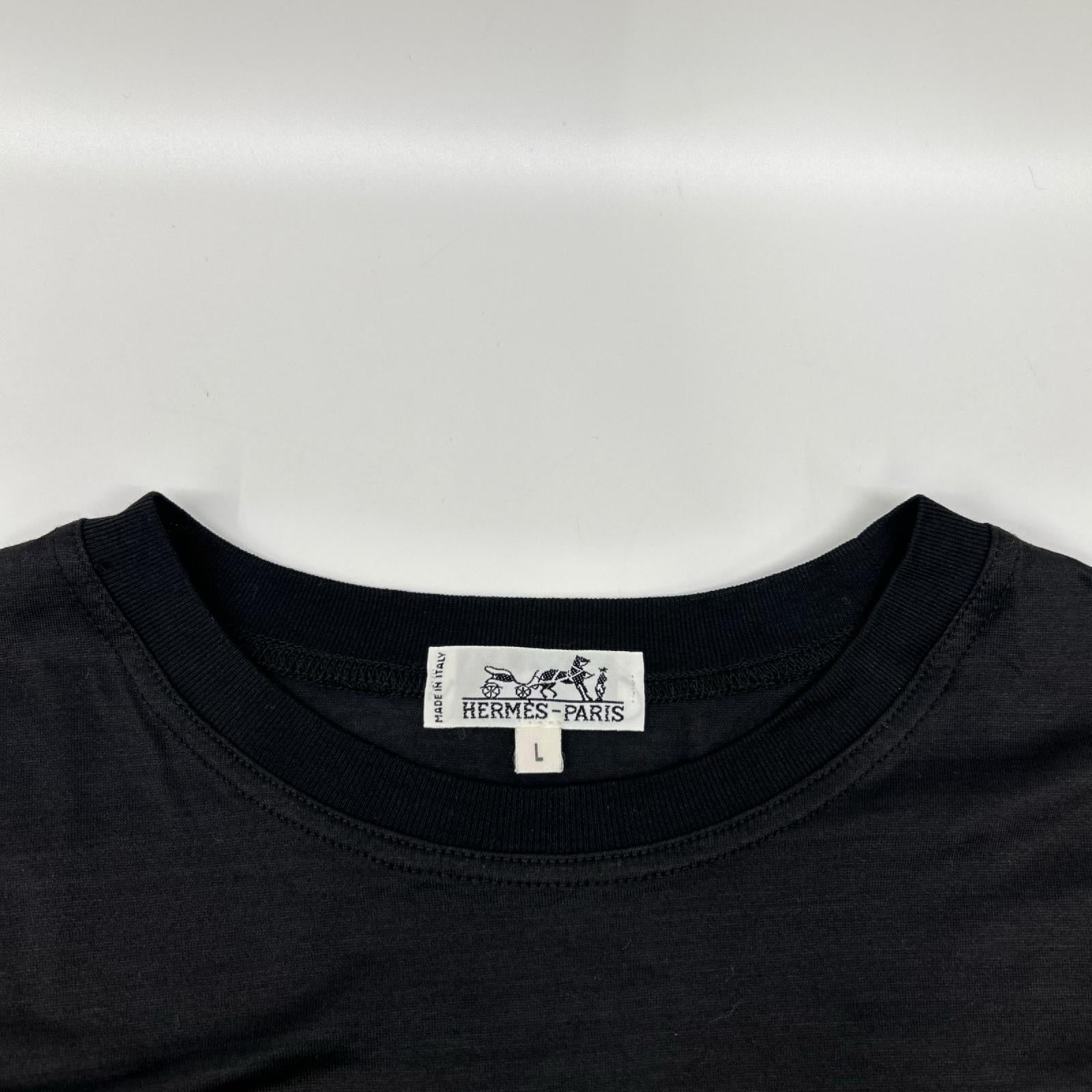 HERMES エルメス 90S ブラック 刺繍 長袖Tシャツ トップス