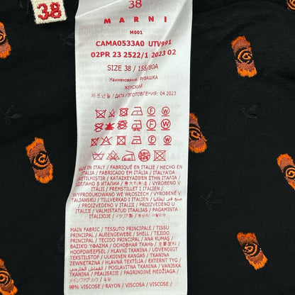 MARNI マルニ CAMA0533A0 UTV991 ブラック 刺繍 レーヨンシャツ 23年 トップス