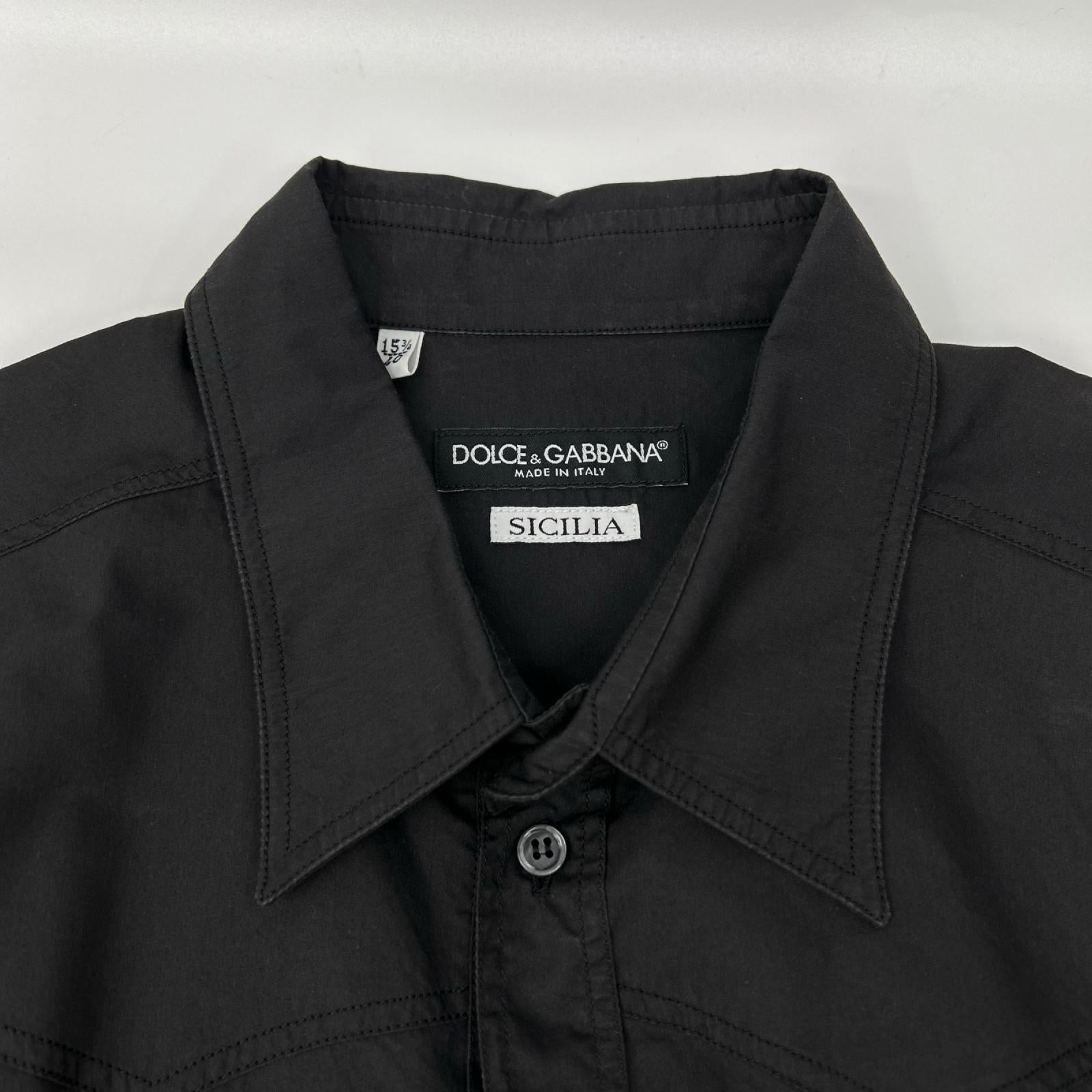 DOLCE&GABBANA ドルチェアンドガッバーナ ブラック SICILIA シチリア 長袖 デザインシャツ トップス