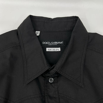 DOLCE&GABBANA ドルチェアンドガッバーナ ブラック SICILIA シチリア 長袖 デザインシャツ トップス