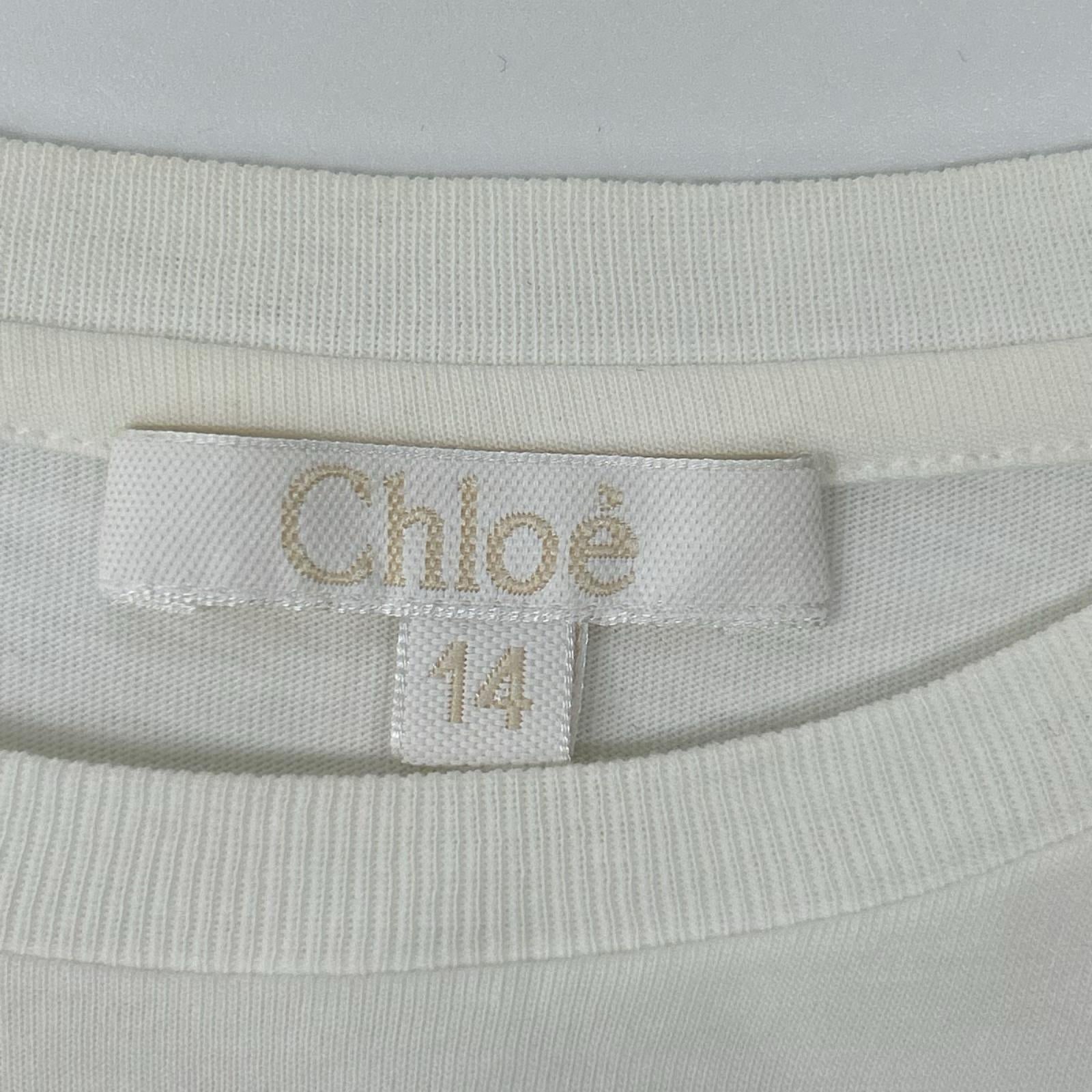 Chloe クロエ C20245 ホワイト ロゴ刺繍 コットン 長袖Tシャツ トップス