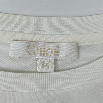 Chloe クロエ C20245 ホワイト ロゴ刺繍 コットン 長袖Tシャツ トップス