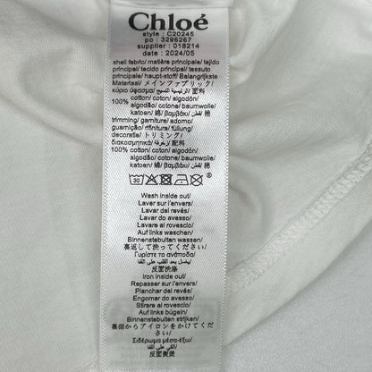 Chloe クロエ C20245 ホワイト ロゴ刺繍 コットン 長袖Tシャツ トップス