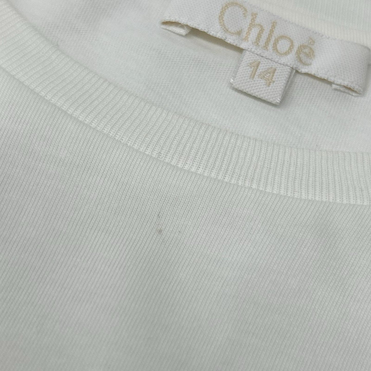 Chloe クロエ C20245 ホワイト ロゴ刺繍 コットン 長袖Tシャツ トップス