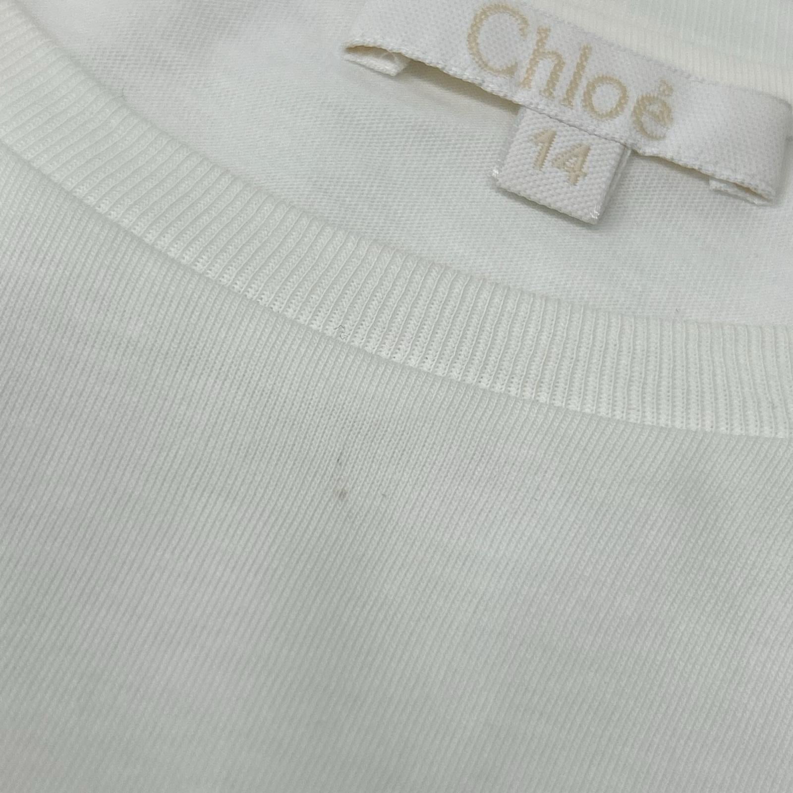 Chloe クロエ C20245 ホワイト ロゴ刺繍 コットン 長袖Tシャツ トップス