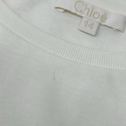 Chloe クロエ C20245 ホワイト ロゴ刺繍 コットン 長袖Tシャツ トップス