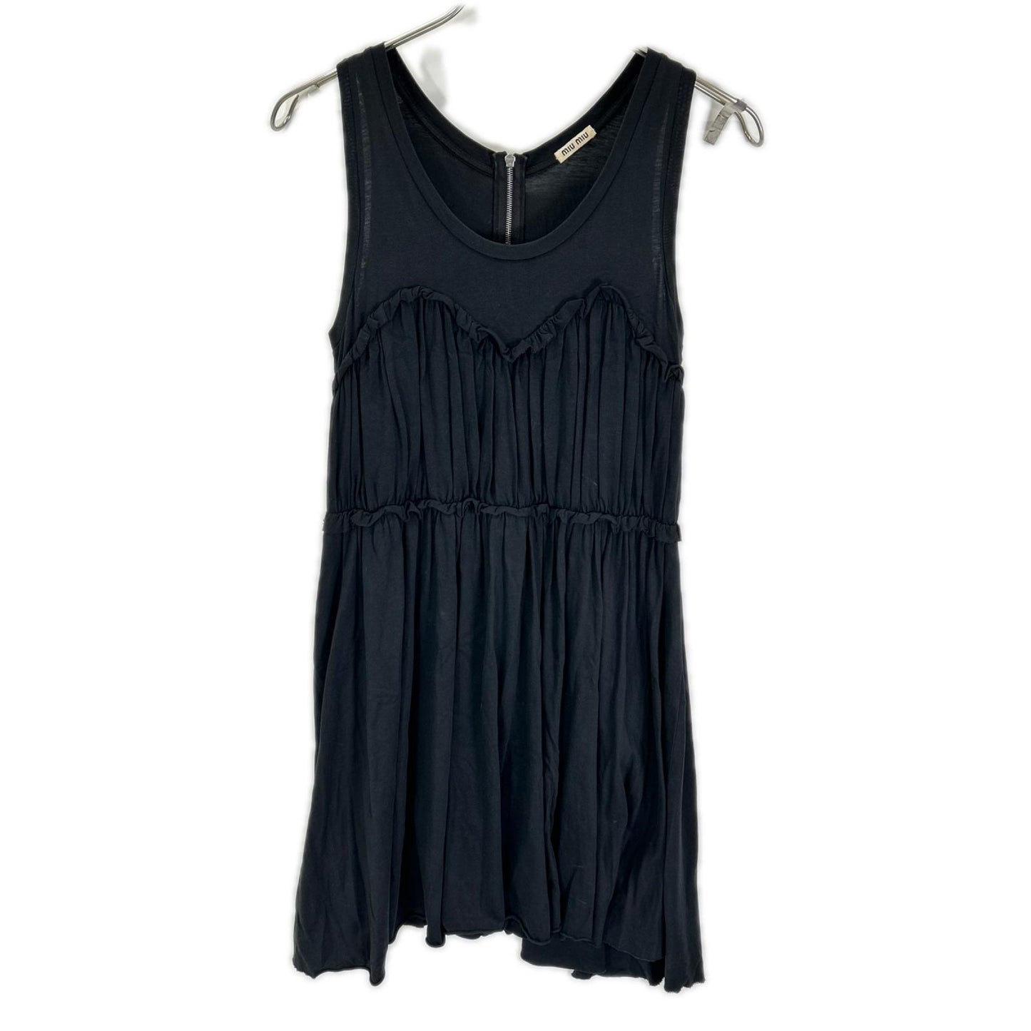 MIUMIU ミュウミュウ 13SS MJA493ブラック ギャザー コットンワンピース ワンピース