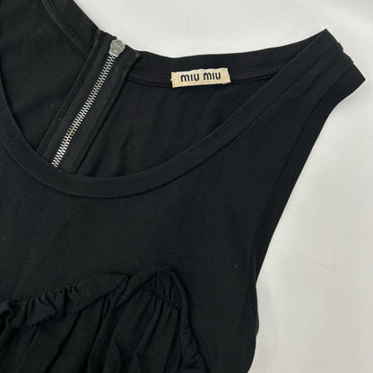 MIUMIU ミュウミュウ 13SS MJA493ブラック ギャザー コットンワンピース ワンピース