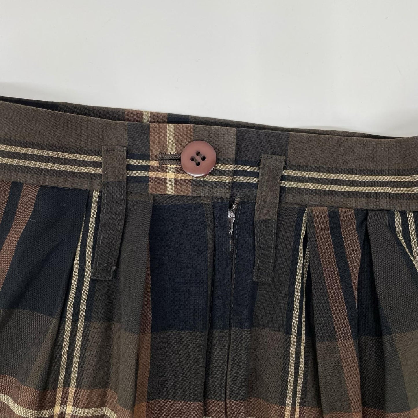 ISSEY MIYAKE イッセイミヤケ ブラウン グレー チェック柄 コットンスカート スカート